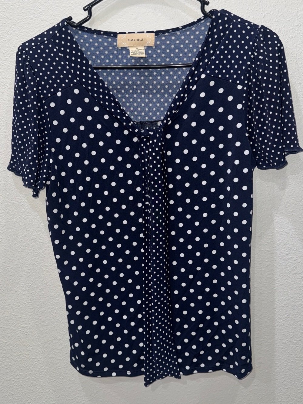 Diana Belle Navy Polka Dot Short Sleeve Blouse